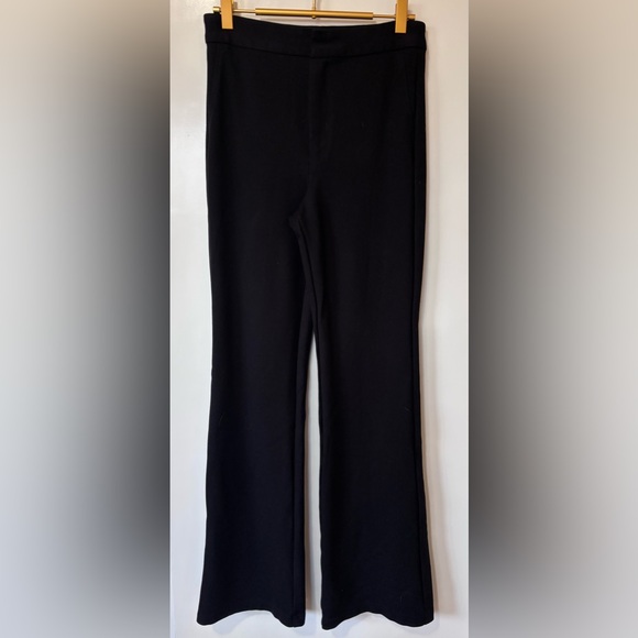 Zara| Classic Black Fit & Flare Wide Bottom Stretch Knit Pants Sz S - Picture 2 of 6